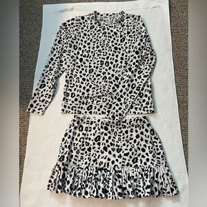 Tail Black and White Leopard Print Skirt